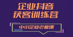 企业抖音营销获客增长训练营,中小企业老板必修课-虚拟资源库