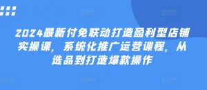 2024最新付免联动打造盈利型店铺实操课，​系统化推广运营课程，从选品到打造爆款操作-虚拟资源库