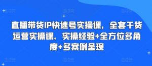 直播带货IP快速号实操课，全套干货运营实操课，实操经验+全方位多角度+多案例呈现-虚拟资源库