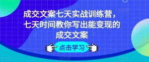 成交文案七天实战训练营，七天时间教你写出能变现的成交文案-虚拟资源库
