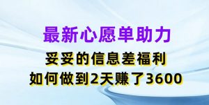 最新心愿单助力，妥妥的信息差福利，两天赚了3.6K【揭秘】-虚拟资源库