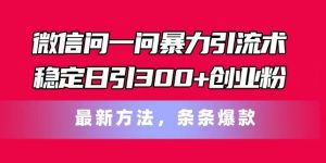 微信问一问暴力引流术，稳定日引300+创业粉，最新方法，条条爆款【揭秘】-虚拟资源库