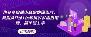 拼多多虚拟电商陪跑训练营，教你从0到1玩转拼多多虚拟电商，简单易上手-虚拟资源库