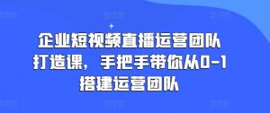 企业短视频直播运营团队打造课，手把手带你从0-1搭建运营团队-虚拟资源库