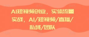 AI短视频创业,实体流量实战,AI/短视频/直播/私域/团队-虚拟资源库