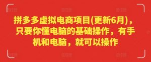 拼多多虚拟电商项目(更新6月),只要你懂电脑的基础操作,有手机和电脑,就可以操作-虚拟资源库