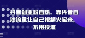 抖音创业粉自热，靠抖音自然流量让自己视频火起来，不用投流-虚拟资源库