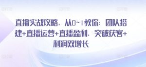 直播实战攻略,从0~1教你:团队搭建+直播运营+直播盈利,突破获客+利润双增长-虚拟资源库
