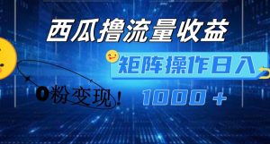 西瓜视频撸流量，简单上手，0粉变现矩阵操作，日入1000+【揭秘】-虚拟资源库