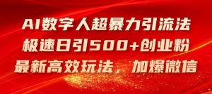 AI数字人超暴力引流法，极速日引500+创业粉，最新高效玩法，加爆微信【揭秘】-虚拟资源库
