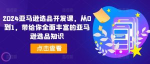 2024亚马逊选品开发课,从0到1,带给你全面丰富的亚马逊选品知识-虚拟资源库