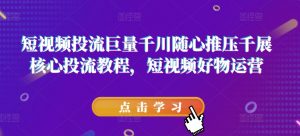 短视频投流巨量千川随心推压千展核心投流教程，短视频好物运营-虚拟资源库