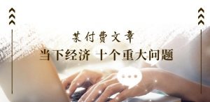 某付费文章《当下经济 十个重大问题》覆盖了大家关心的全部经济类话题-虚拟资源库