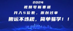 2024视频号新赛道,月入5位数+,原创过审,搬运不违规,简单易学【揭秘】-虚拟资源库