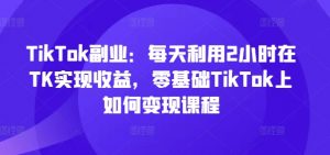 TikTok副业：每天利用2小时在TK实现收益，零基础TikTok上如何变现课程-虚拟资源库