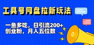 一鱼多吃，日引流200+创业粉，全平台工具号，网盘拉新新玩法月入5位数【揭秘】-虚拟资源库