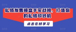 私域发售操盘手实战班，打造你的私域印钞机-虚拟资源库