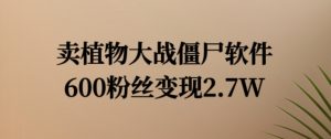 卖植物大战僵尸软件，600粉丝变现2.7W【揭秘】-虚拟资源库