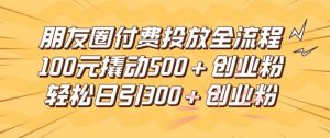 朋友圈高效付费投放全流程，100元撬动500+创业粉，日引流300加精准创业粉【揭秘】-虚拟资源库