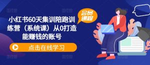 小红书60天集训陪跑训练营(系统课)从0打造能赚钱的账号-虚拟资源库