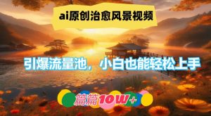 ai原创治愈风景视频，引爆流量池，小白也能轻松上手，篇篇10w+【揭秘】-虚拟资源库