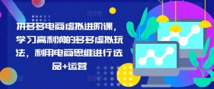 拼多多电商虚拟进阶课，学习高利润的多多虚拟玩法，利用电商思维进行选品+运营（更新）-虚拟资源库