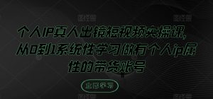 个人IP真人出镜短视频实操课,从0到1系统性学习做有个人ip属性的带货账号-虚拟资源库