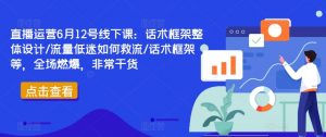 直播运营6月12号线下课：话术框架整体设计/流量低迷如何救流/话术框架等，全场燃爆，非常干货-虚拟资源库
