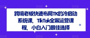跨境老板快速布局TK的冷启动系统课，TikTok全案运营课程，小白入门最佳选择-虚拟资源库