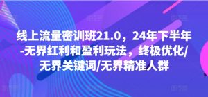 线上流量密训班21.0，24年下半年-无界红利和盈利玩法，终极优化/无界关键词/无界精准人群-虚拟资源库
