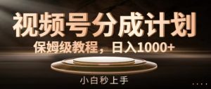 视频号分成计划保姆级教程,日入1K,小白秒上手【揭秘】-虚拟资源库