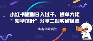 小红书短剧日入过千，爆单大佬“繁华落叶”分享二创实操经验-虚拟资源库