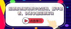 短剧原创解说制作全流程,新手必看,快速掌握短剧解说-虚拟资源库