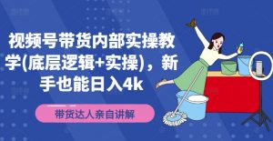 视频号带货内部实操教学(底层逻辑+实操),新手也能日入4k-虚拟资源库