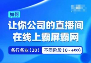 企业矩阵直播霸屏实操课,让你公司的直播间在线上霸屏霸网-虚拟资源库