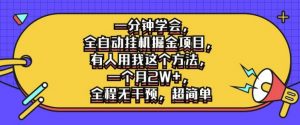 一分钟学会，全自动挂机掘金项目，有人用我这个方法，一个月2W+，全程无干预，超简单【揭秘】-虚拟资源库