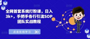 全网首套系统打粉课，日入3k+，手把手各行引流SOP团队实战教程-虚拟资源库