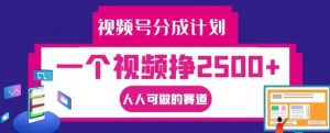 视频号分成计划，一个视频挣2500+，人人可做的赛道【揭秘】-虚拟资源库