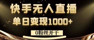 0粉丝开干,快手无人直播,单日变现1k+【揭秘】-虚拟资源库