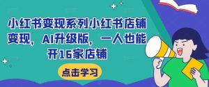 小红书变现系列小红书店铺变现,AI升级版,一人也能开16家店铺-虚拟资源库
