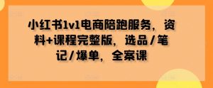 小红书1v1电商陪跑服务，资料+课程完整版，选品/笔记/爆单，全案课-虚拟资源库