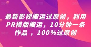 最新影视搬运过原创，利用PR模版搬运，10分钟一条作品 ，100%过原创【教程+PR模板】-虚拟资源库