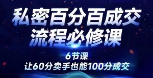 私密百分百成交流程线上训练营,绝对成交,让60分卖手也能100分成交-虚拟资源库