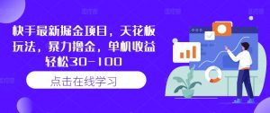 快手最新掘金项目,天花板玩法,暴力撸金,单机收益轻松30-100-虚拟资源库