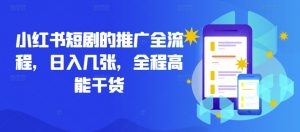 小红书短剧的推广全流程，日入几张，全程高能干货-虚拟资源库