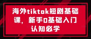 海外tiktok短剧基础课,新手0基础入门认知必学-虚拟资源库