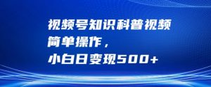 视频号知识科普视频，简单操作，小白日变现500+【揭秘】-虚拟资源库