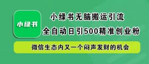 小绿书无脑搬运引流,全自动日引500精准创业粉,微信生态内又一个闷声发财的机会【揭秘】-虚拟资源库