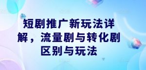 短剧推广新玩法详解,流量剧与转化剧区别与玩法-虚拟资源库