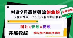 抖音9月最新引流创业粉，轻松制作创业类视频，一天轻松加满一个500人精准创业粉群【揭秘】-虚拟资源库